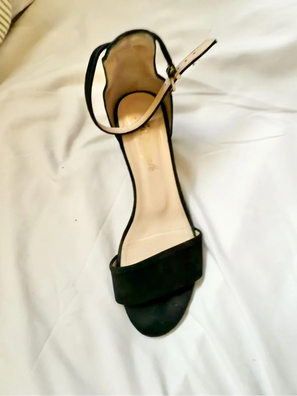 Free People Black Suede Ankle-Strap Block Heels